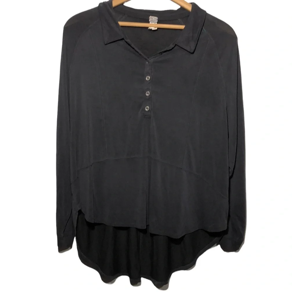WE THE FREE | Women’s Rose Modal Oversized Henley Long Sleeve Top size Small